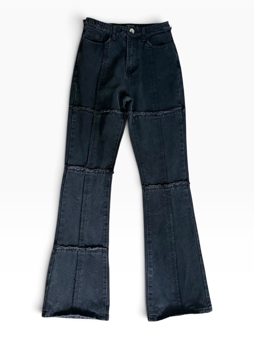 Nasty Gal Black Patchwork Flared Jeans